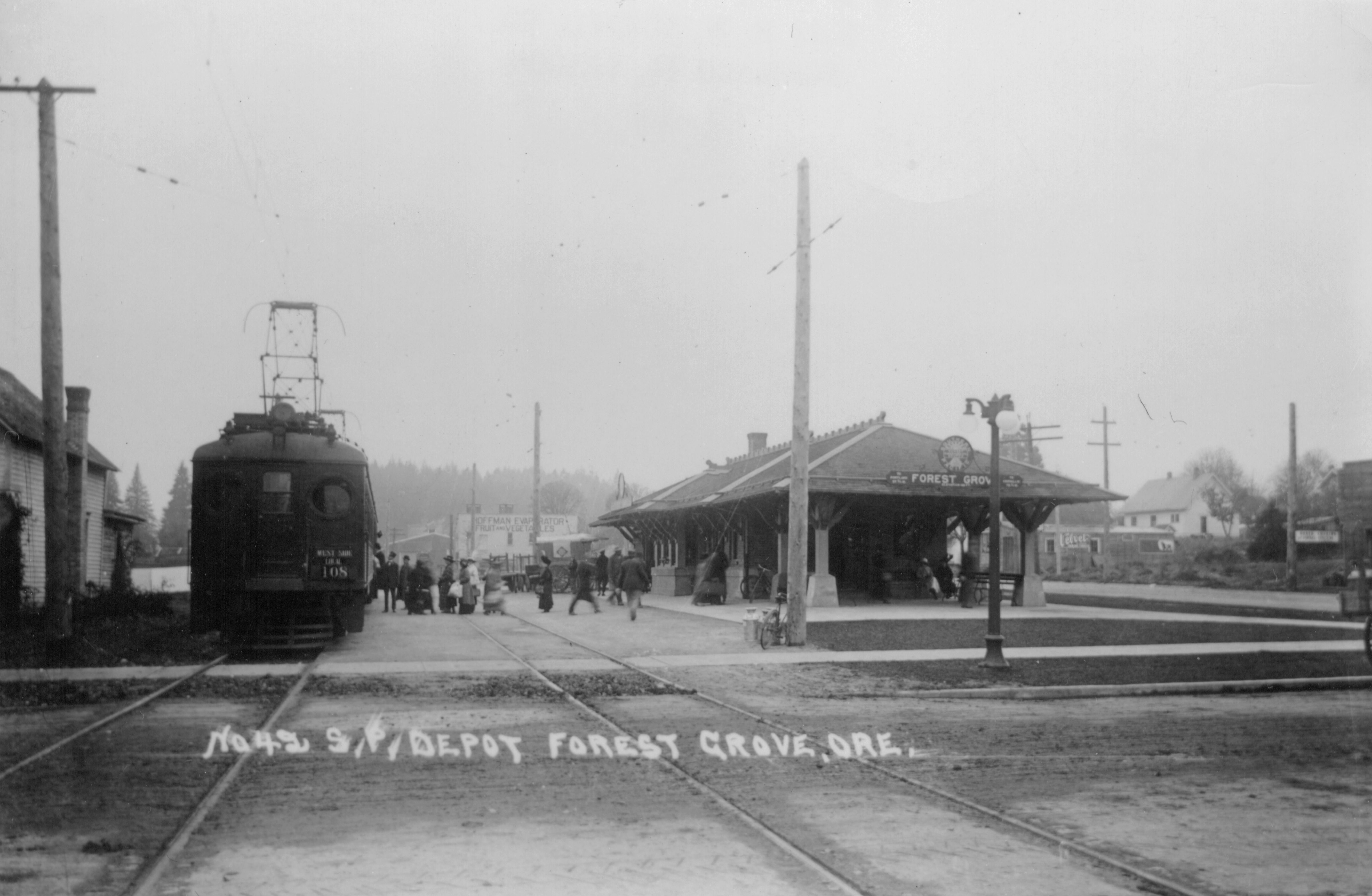 Red Electric west side line train at Forest Grove, about 1915.