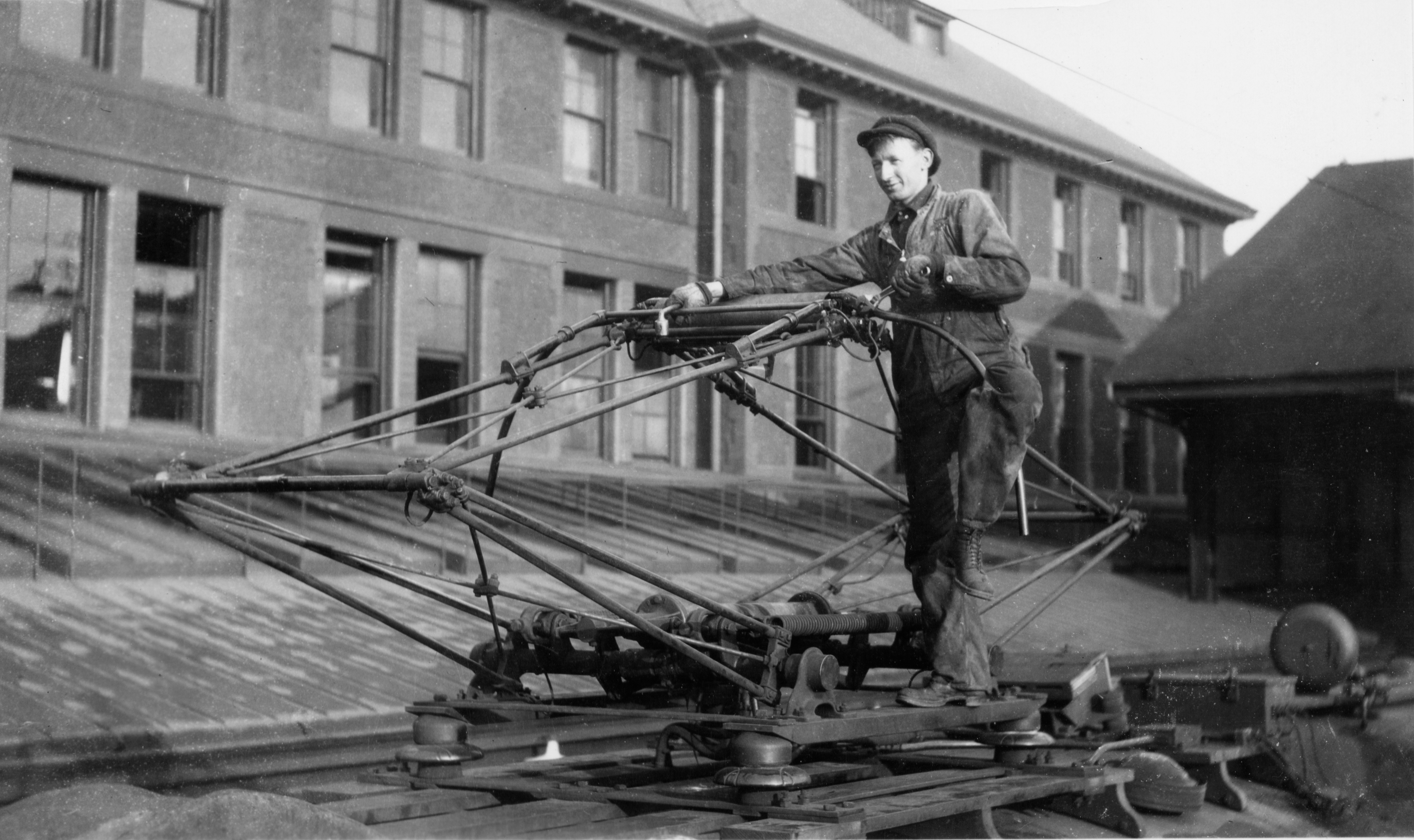 Pantograph atop Red Electric train.