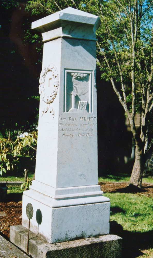 Capt. Charles Bennett's (1811-1855), with John Sutter, co-discoverer of gold in Sacramento Valley, Calif., 1848. Salems Pioneer Cemetery, 2009.