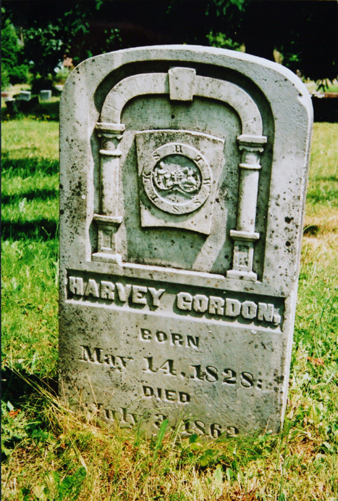 Harvey Gordon (1828-1862), land surveyor and designer of the Oregon State Seal. Salem Pioneer Cemetery, 2006.