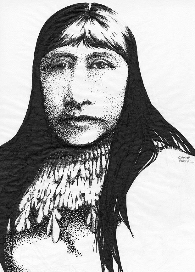Sketch of Sarah Winnemucca by artist Dave Rock in 1977.