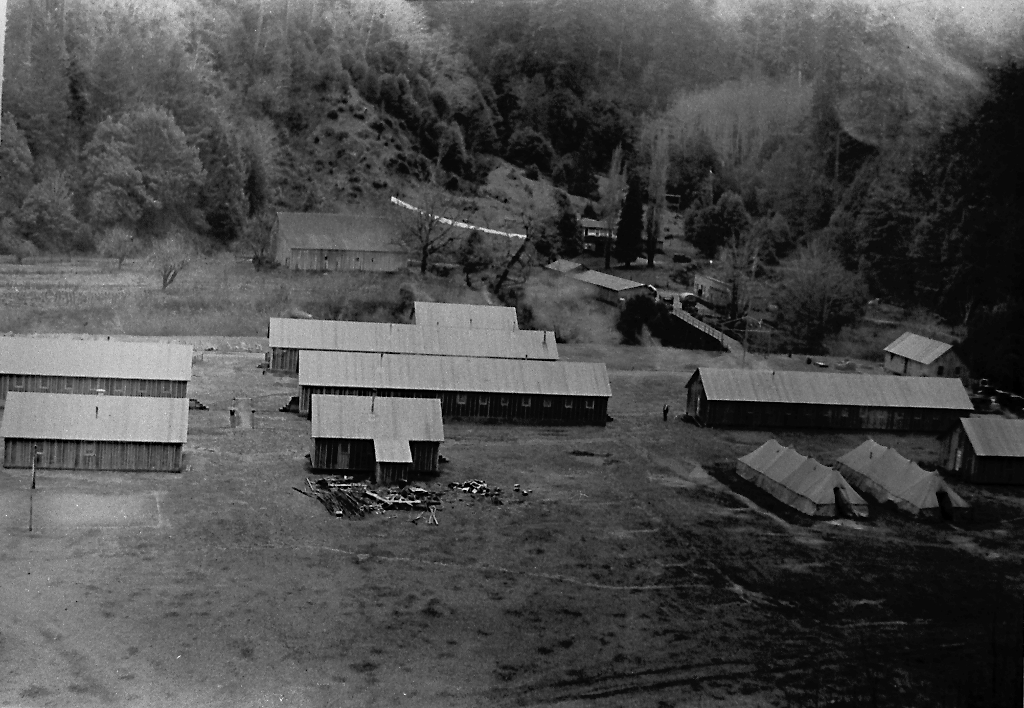 Civilian Conservation Corps Camp Sitkum, in background are U. S. Forest Service facilities and host property owner buildings.