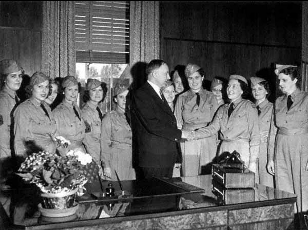 Charles Sprague with members of the Women's Ambulance Corps, 1941.