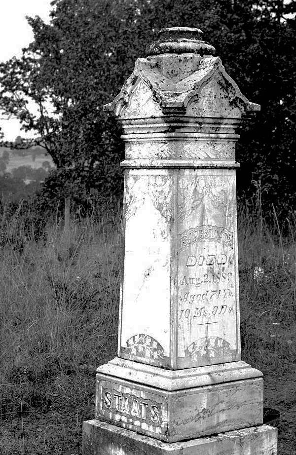 Grave marker for Isaac Staats, Airlie, located on land proposed for development into U.S. Army cantonment at Camp Adair, Aug. 1941.