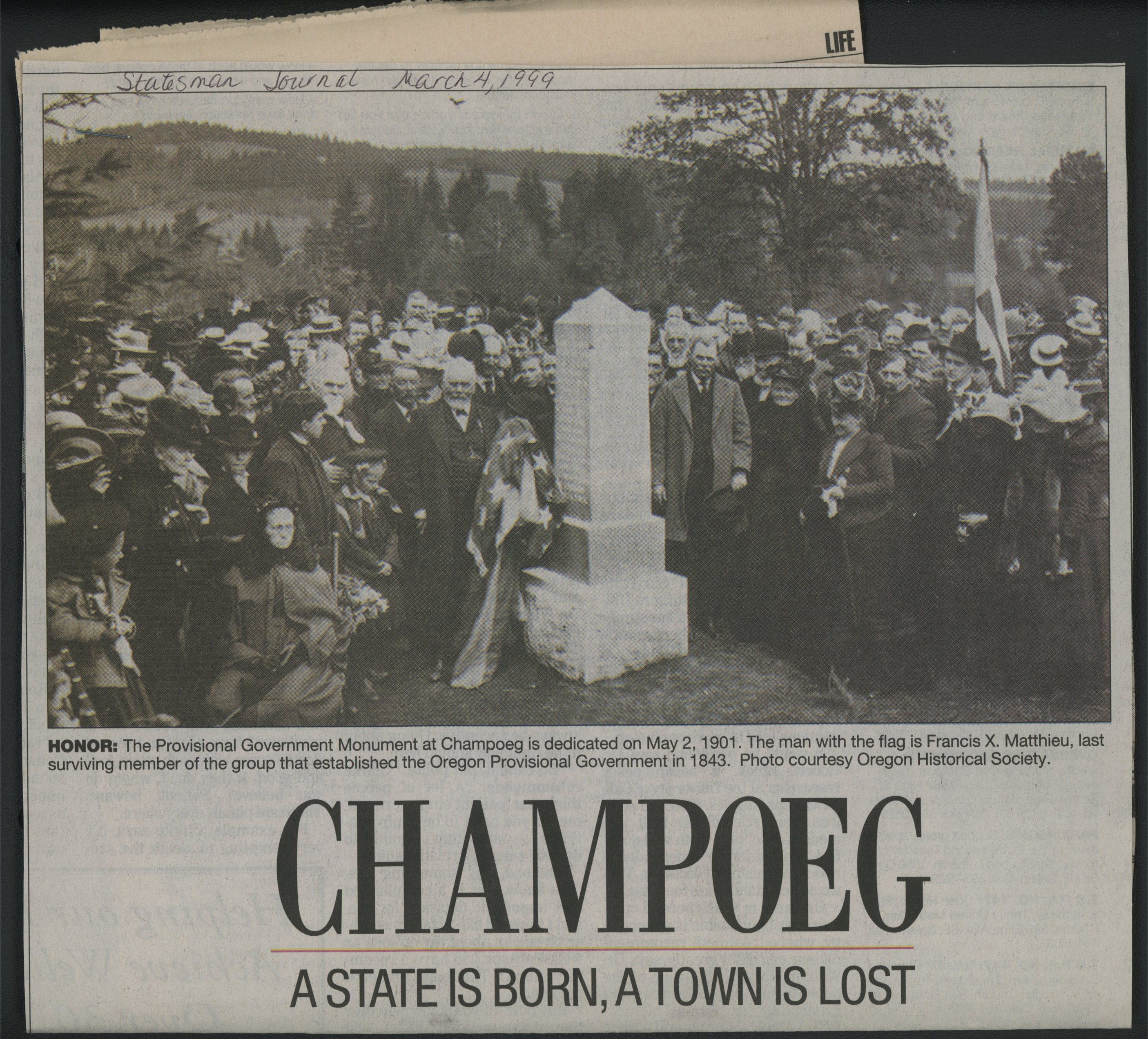 Image of the dedication, 1901