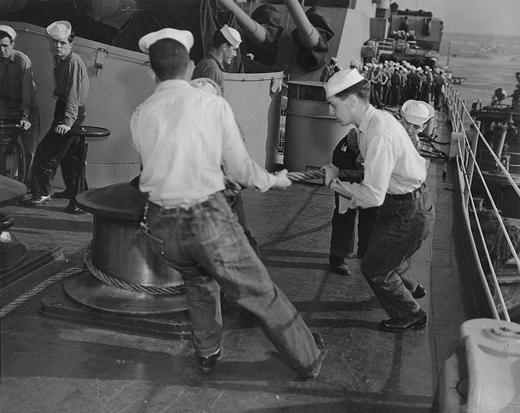 Naval Reservists aboard U.S.S. Oregon City (CA-122), Oct. 1945.