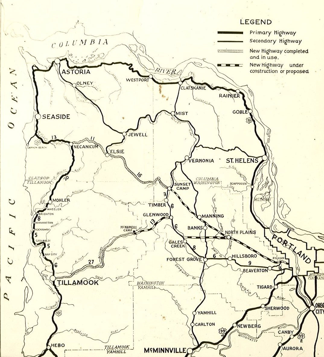 WPA album of maps and photographs associated with the Wolf Creek-Wilson River Highway, Oregon.