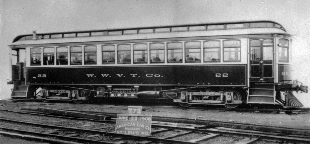 Builder's photo of WWTV car No. 22, American Car Co., St. Louis, MO, June 23, 1908