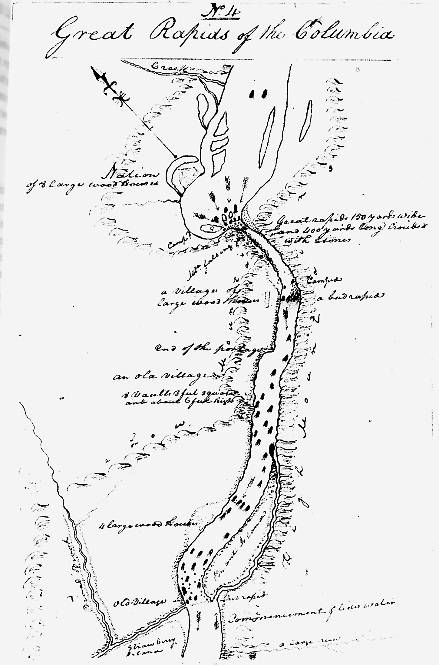 William Clark's map of Columbia, Celilo to Fort Rock