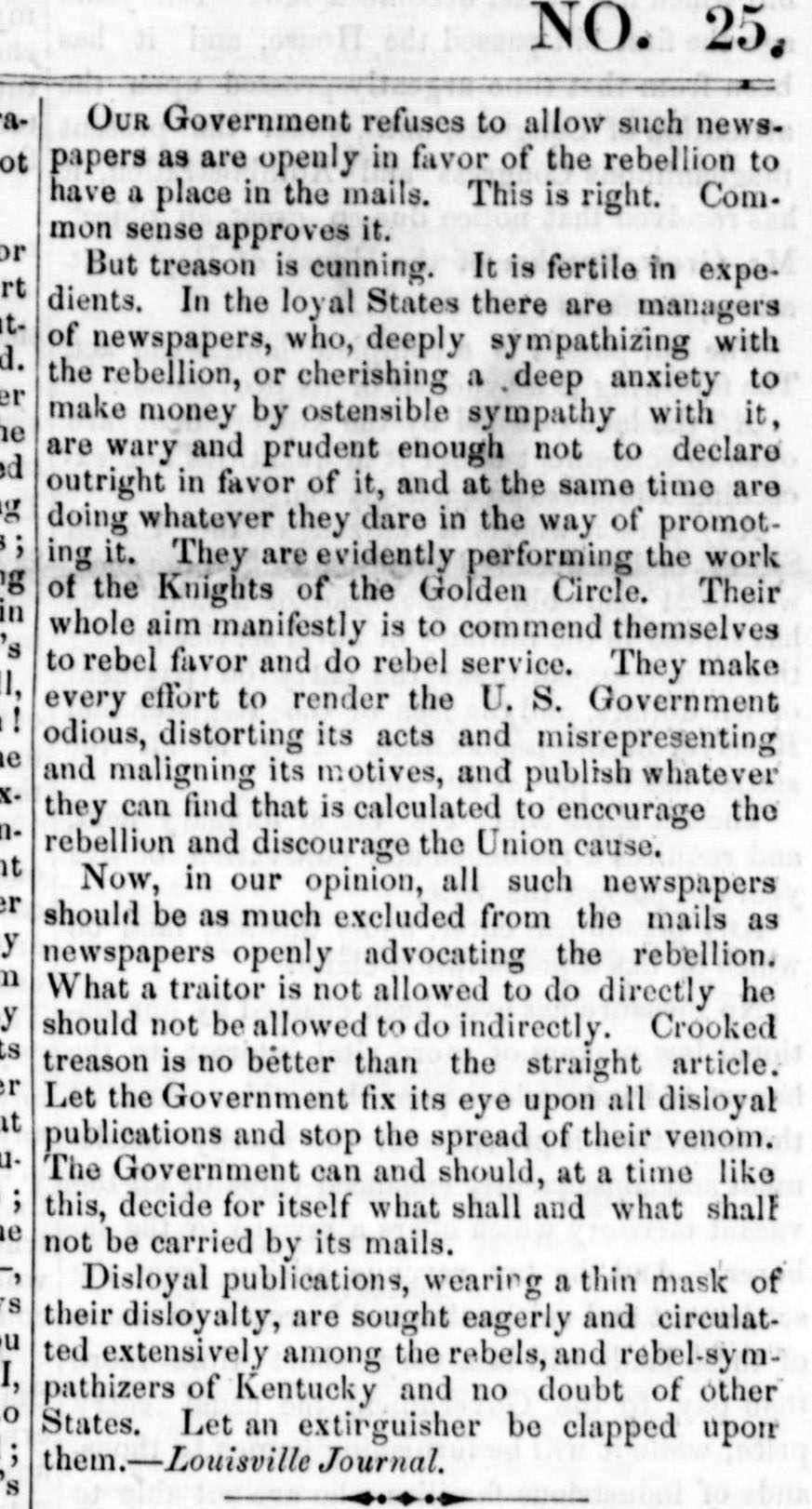 Civil War, Newspaper Suppression