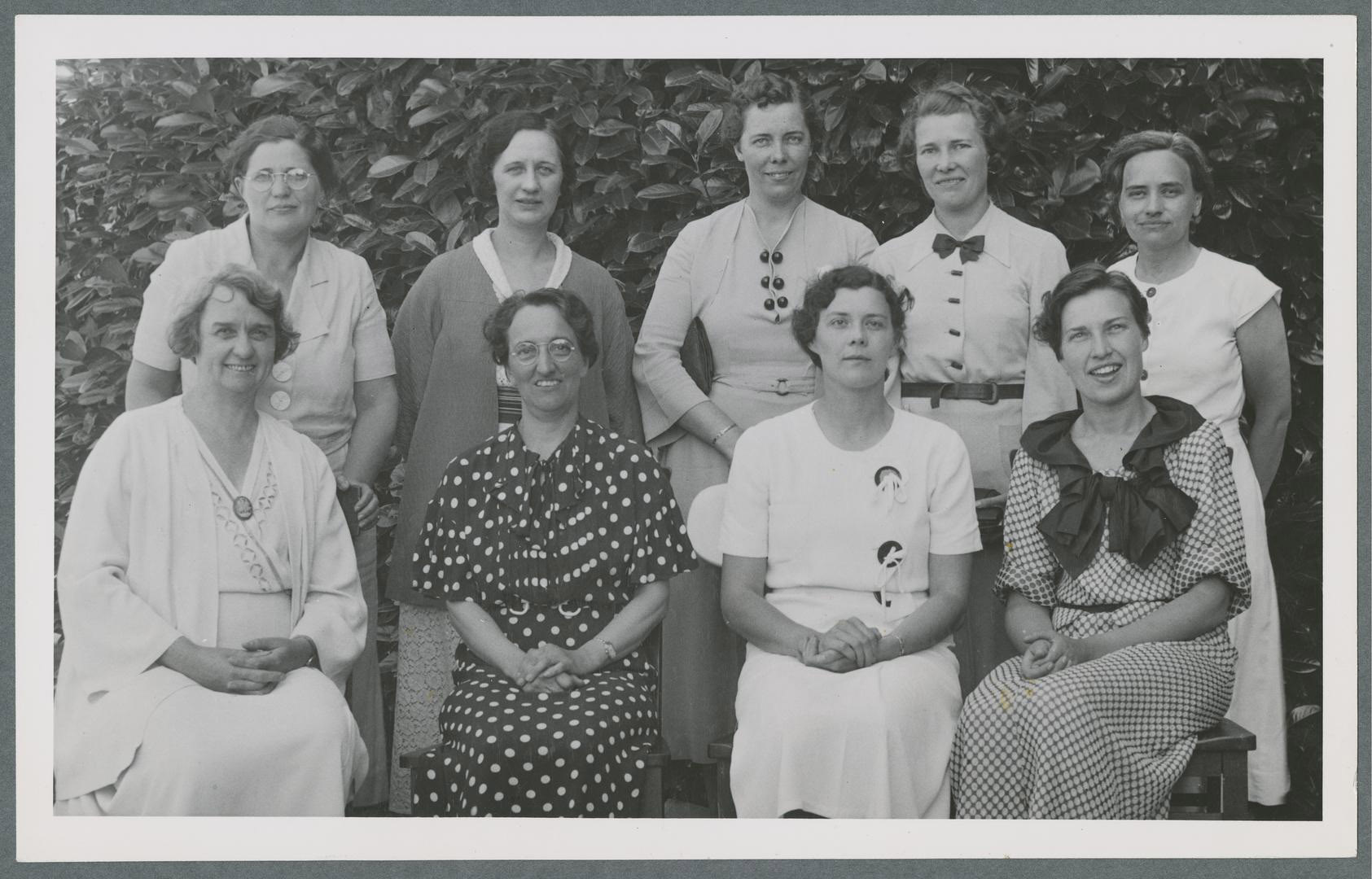 Includes Dean Ava Milam, lower left, and Mabel Mack, standing second from left.
