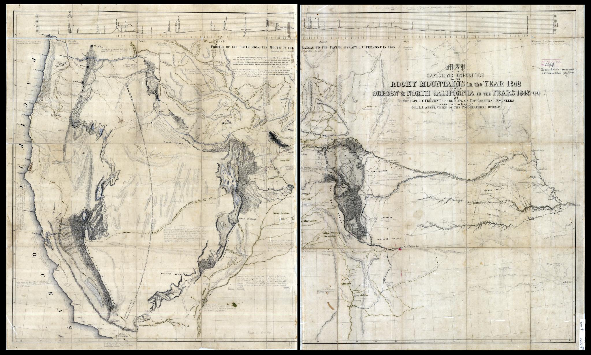 The geographical knowledge of the mountain man Jedediah Smith (1799--1831) is recorded by George Gibbs on this map.