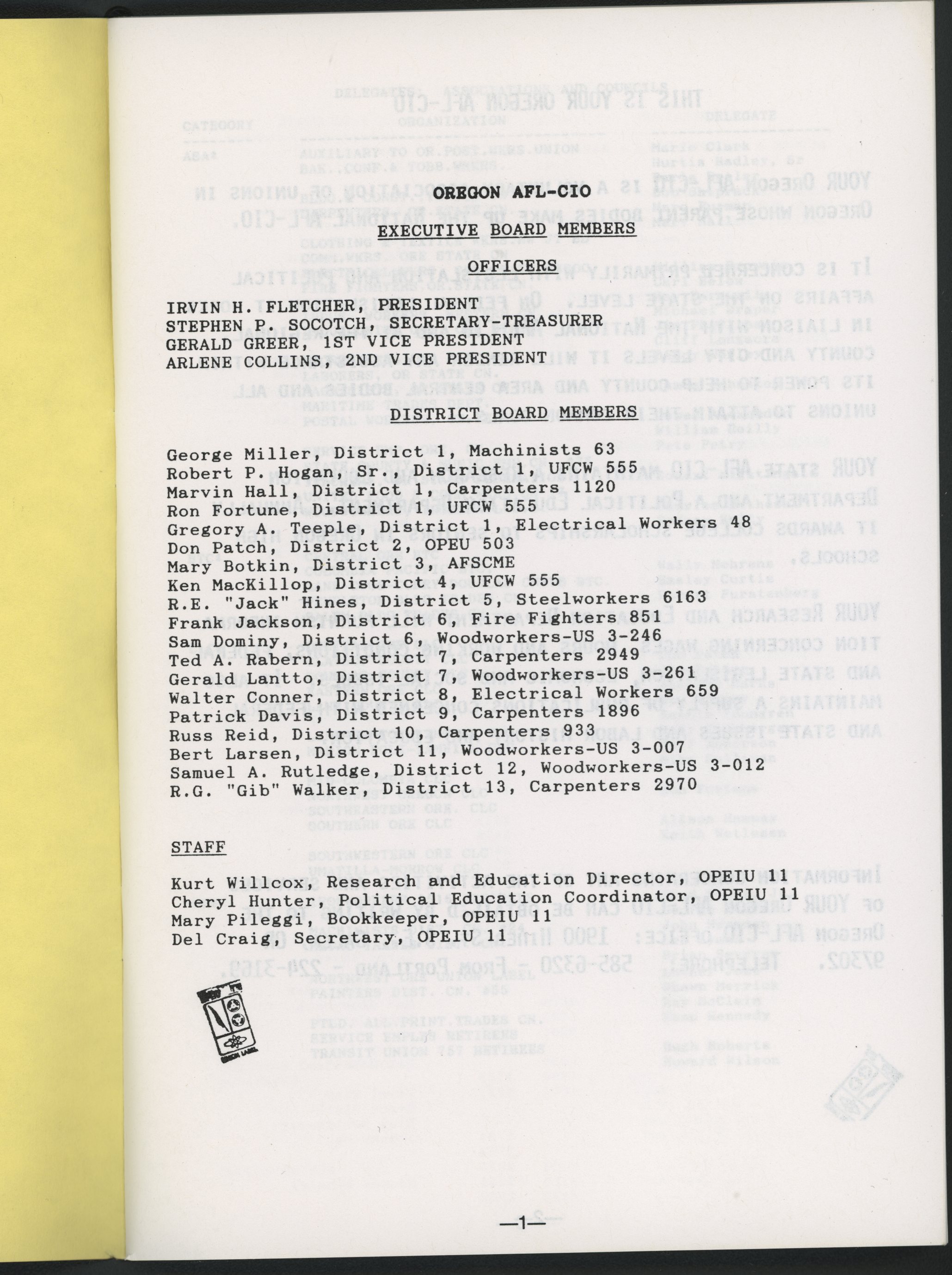 Executive Board members