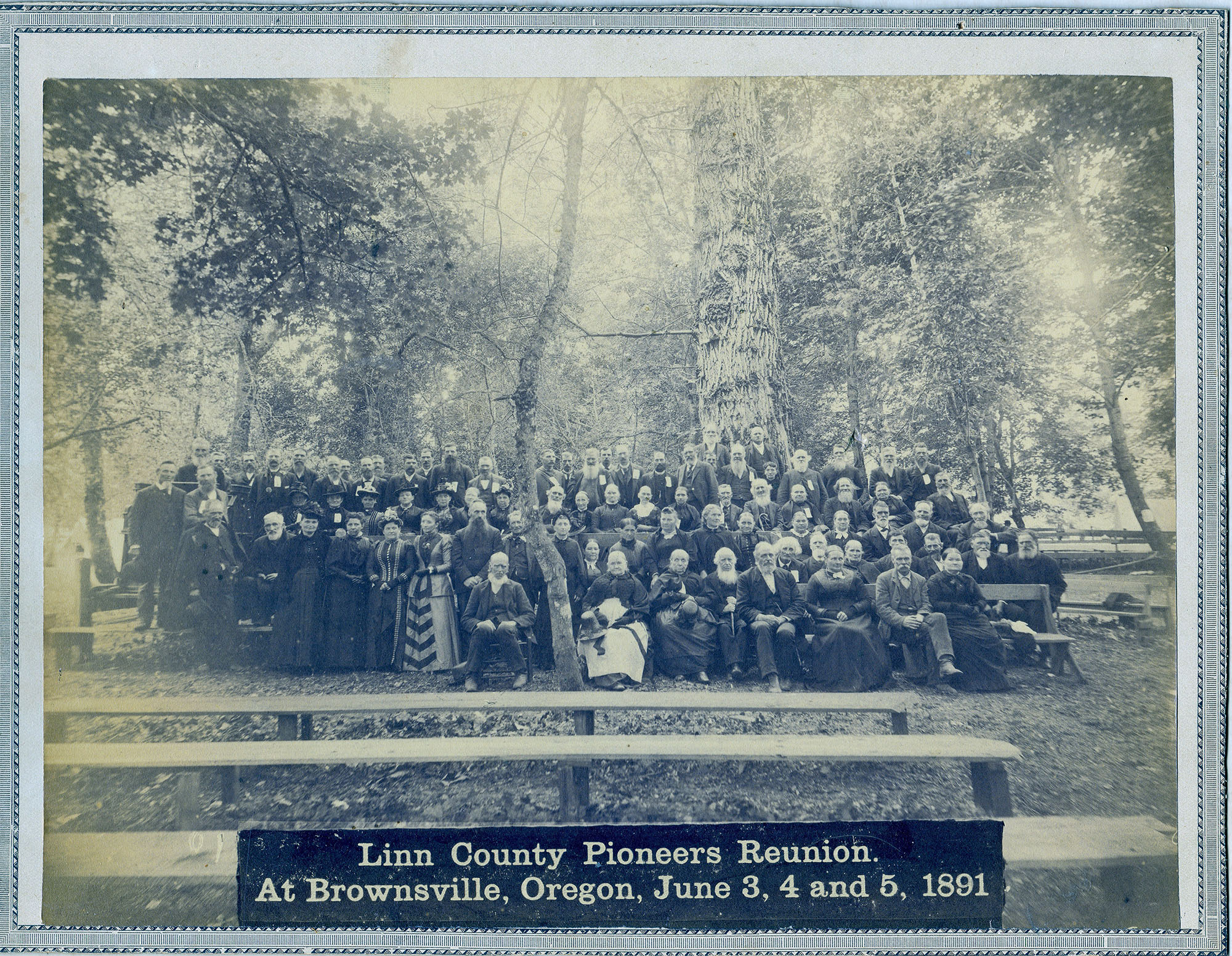 1891 Pioneer Picnic. Group portrait of early pioneers