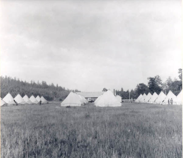 Rows of tents pitched near the academy, unknown date.