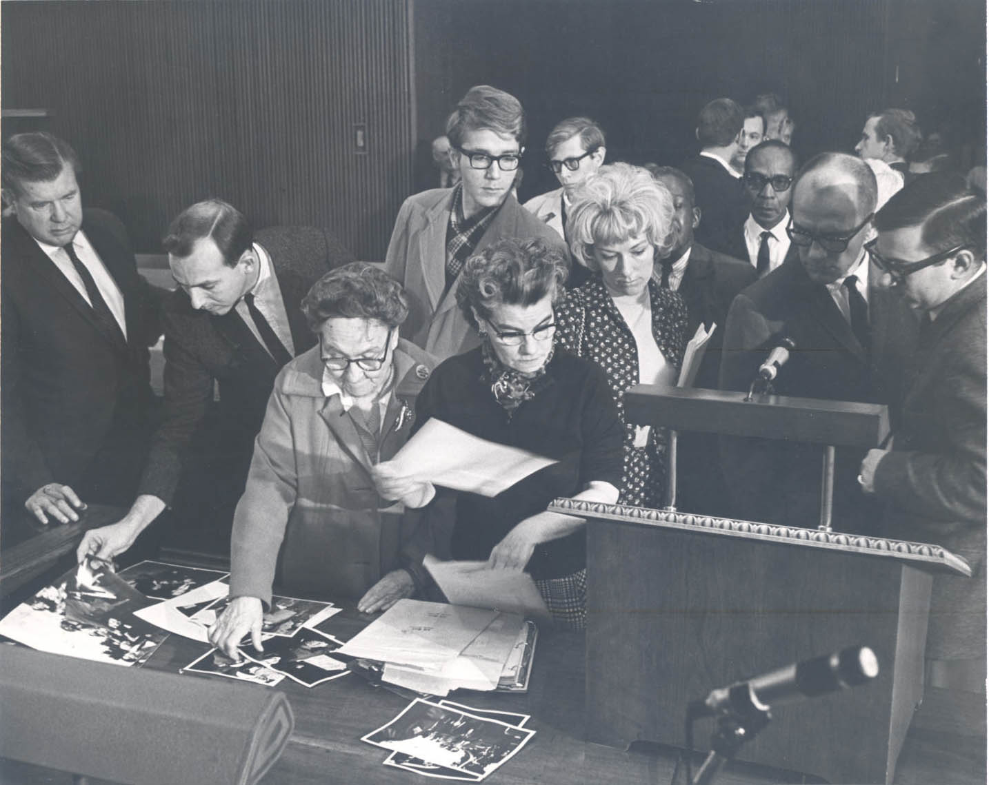 Julia Ruuttila at a City Council Meeting Against Violence, 1970.