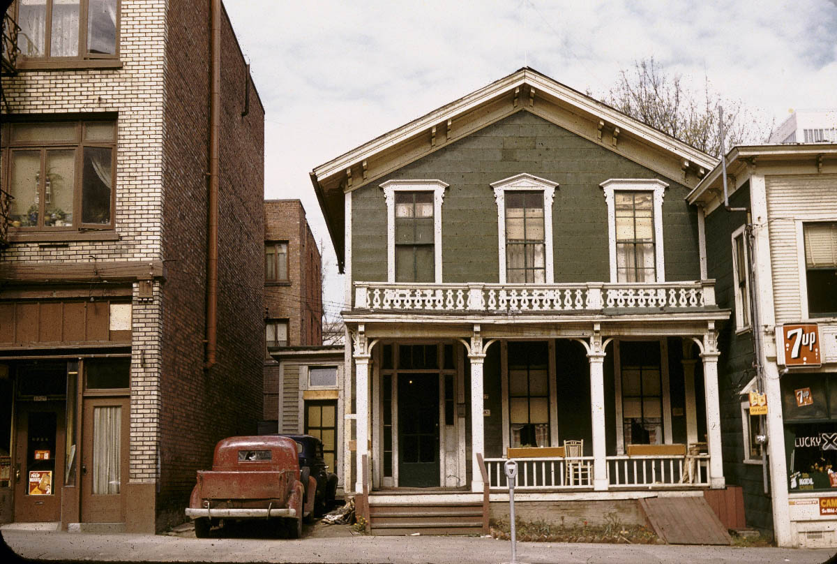 Buildings demolished to make room for Keller Fountain.