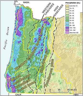 Oregon Mountain Ranges Map Cascade Mountain Range In Oregon